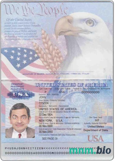 Przykład paszportu USA w formacie PSD, w pełni edytowalny